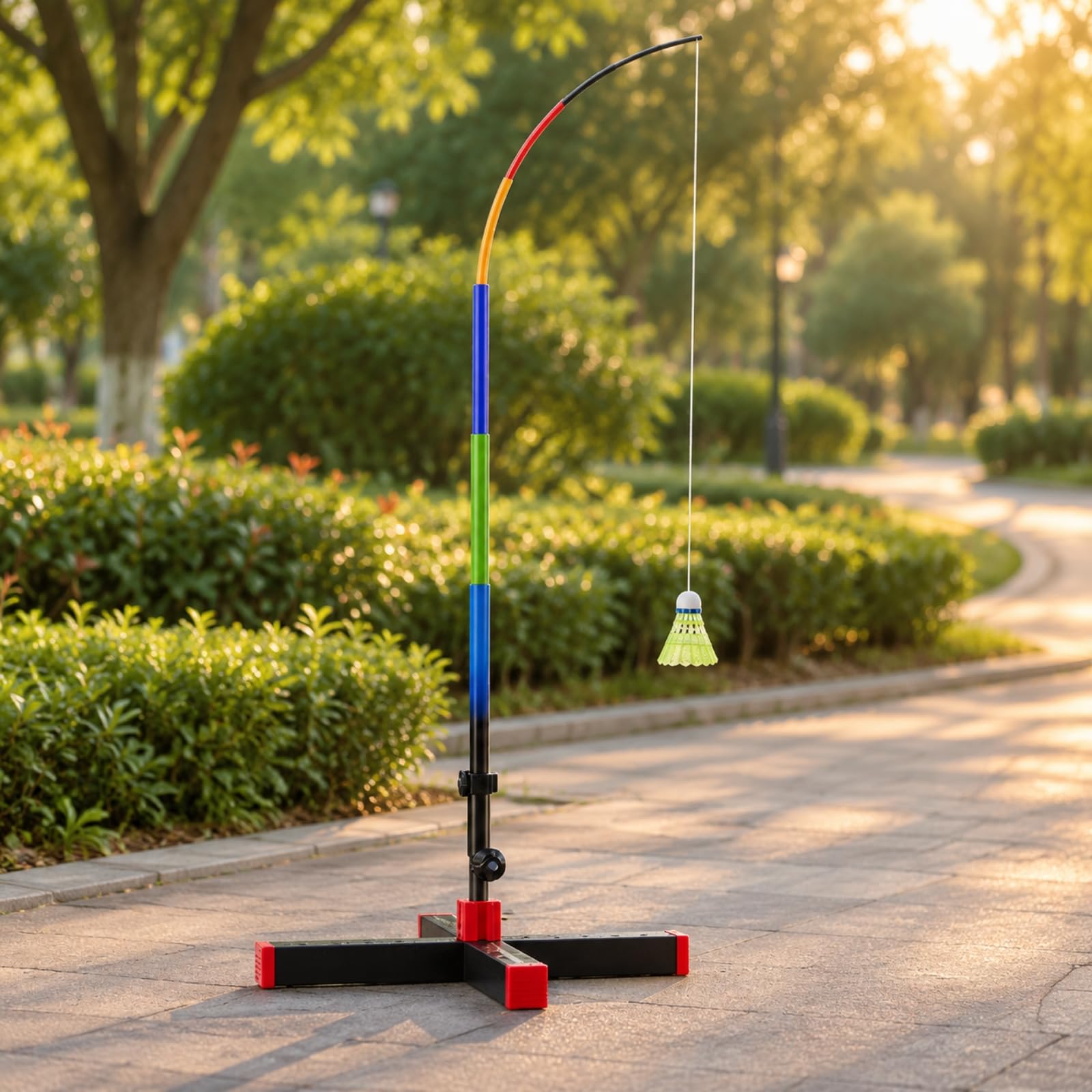 Dispositivo Entrenamiento Bádminton con volución Automático Portátil Entrenador Bádminton Plegable con Base Agua para Jardín