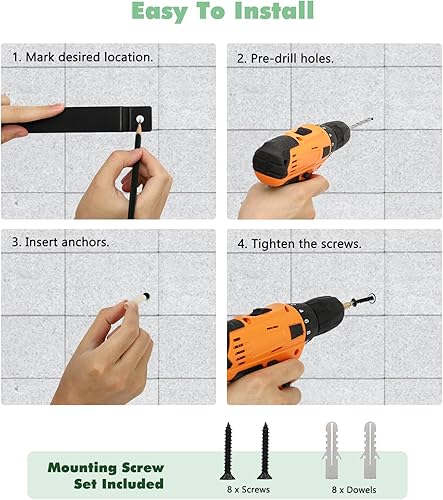 Miniatura 8 de Housolution Riel de cocina con 15 ganchos, 16 pulgadas montado en la pared para colgar utensilios para cocina, paquete de 2