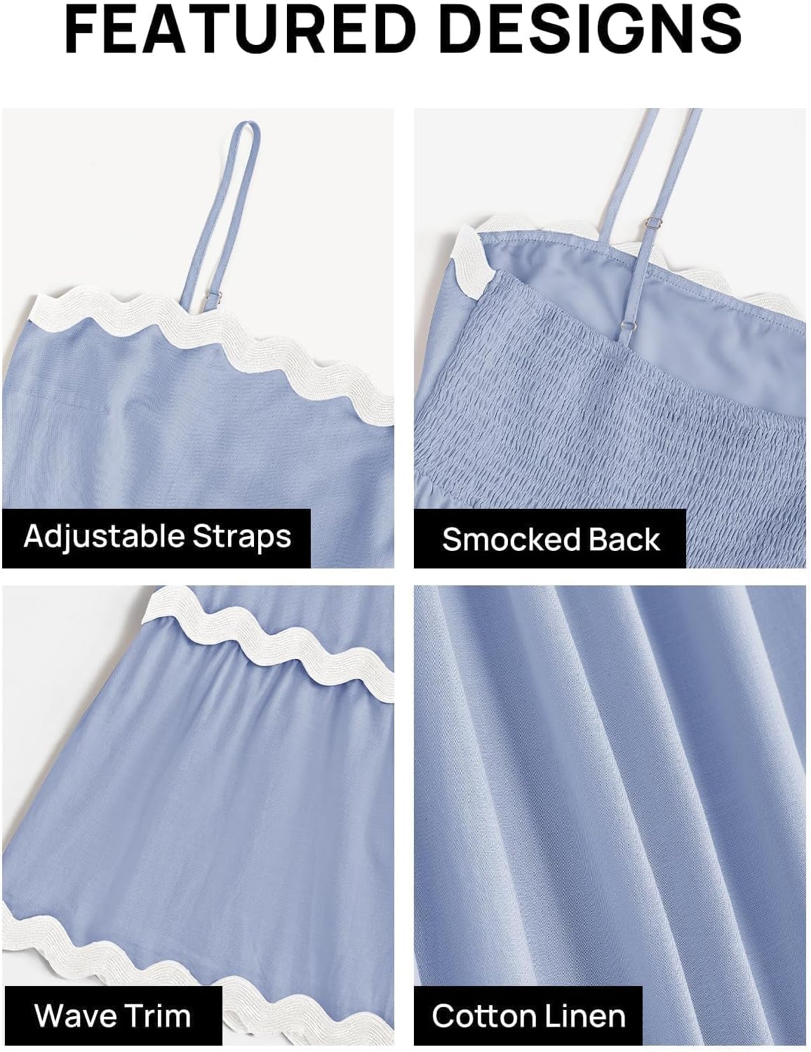 ZESICA Women's 2026 Summer Spaghetti Straps Sleeveless Backless Sundress Flowy Smocked Lace Swing A Line Midi Dress - Image 6