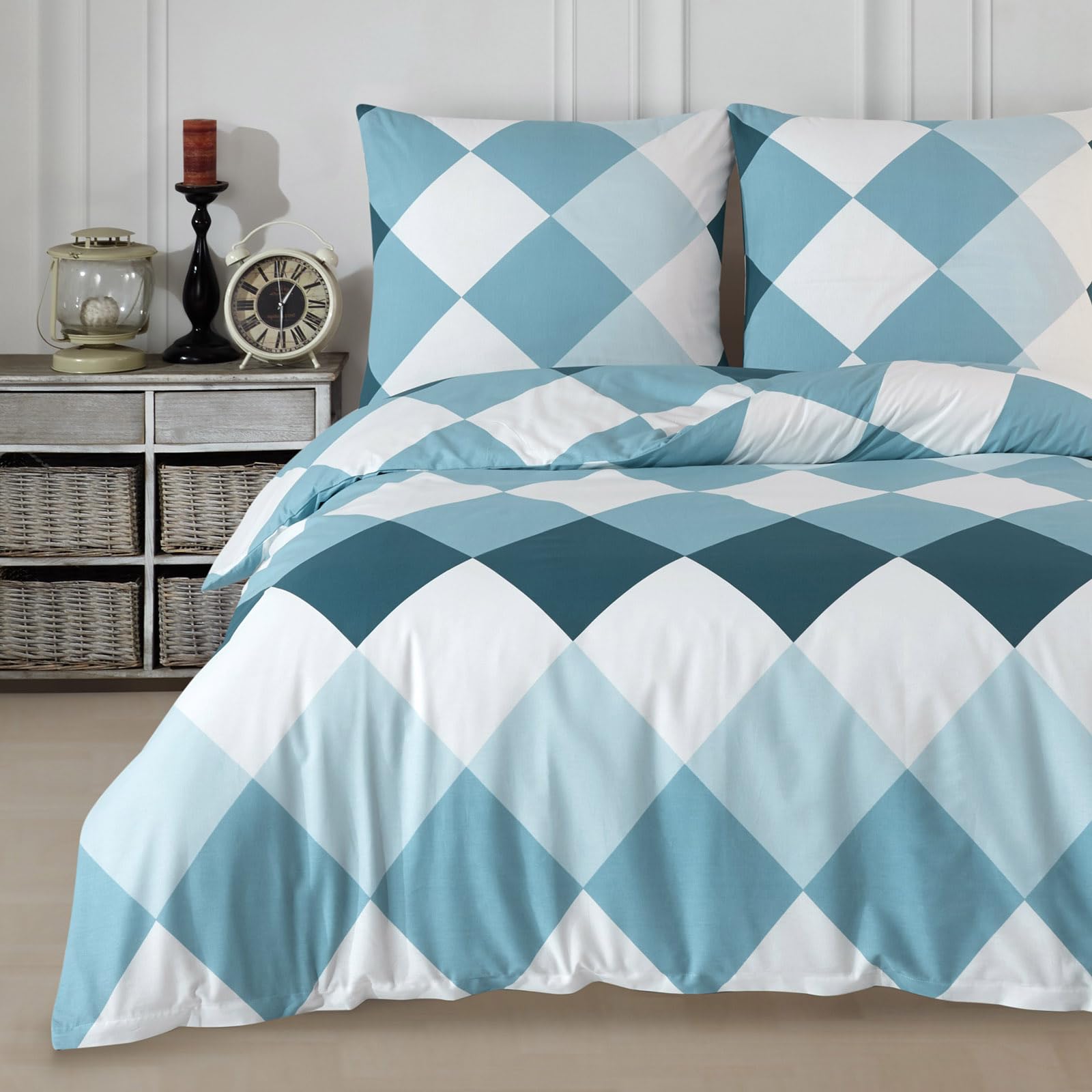 Buymax Bettwäsche Set aus 100% Baumwolle Renforcé, Streifen & Moderne Muster, mit Reißverschluss, Oeko-TEX Standard 100, Verschiedene Größen