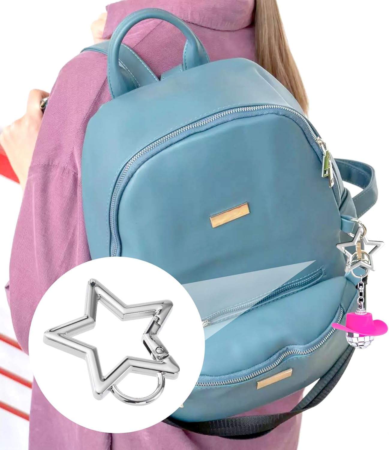 Star Carabiner, Zinc Alloy Heavy Duty Star Shaped Keychain Clip, Carabiner Clip for Camping, Hiking, Fishing - Image 3