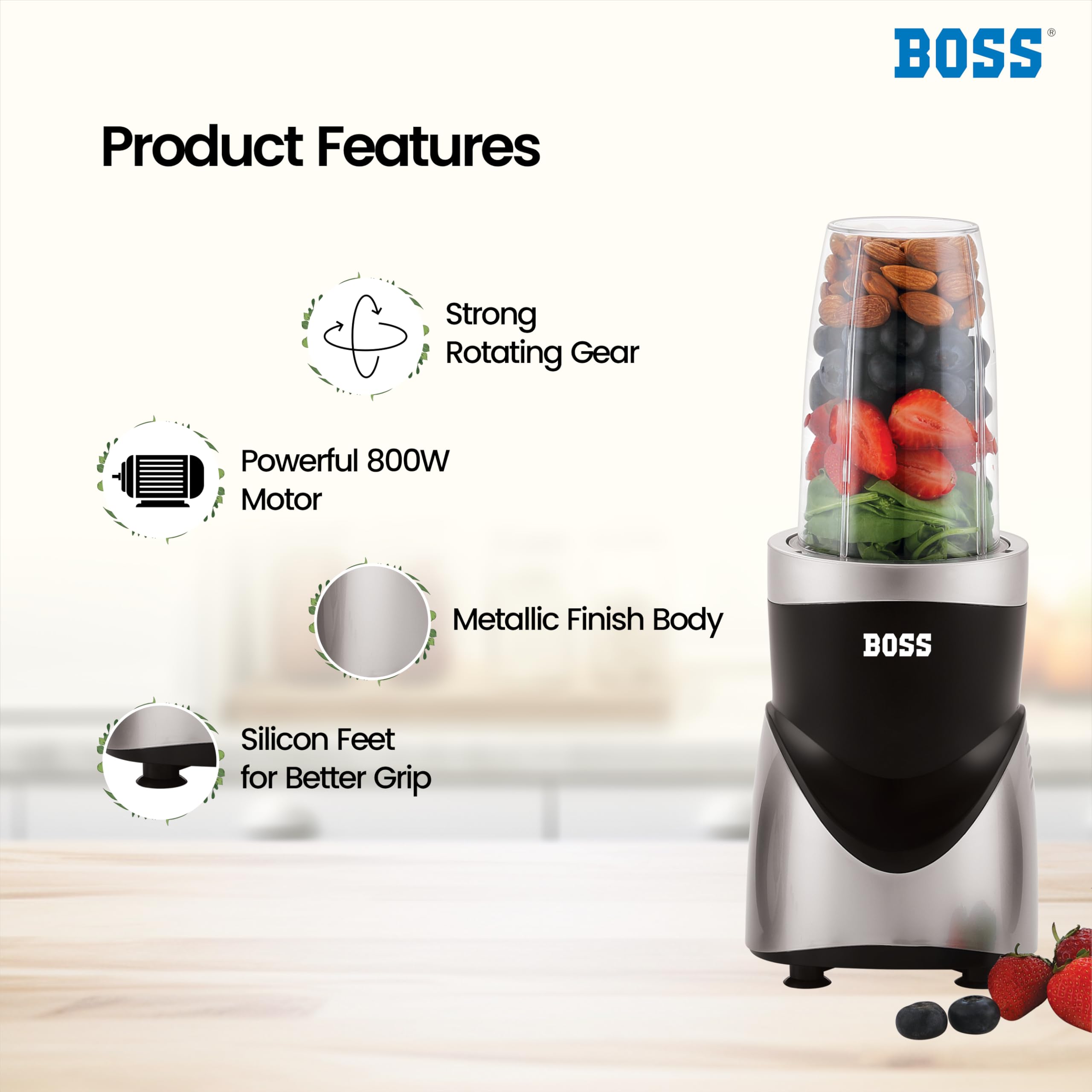 BOSS Nutri Glory Juicer Mixer - 800W, 2 Jars -5