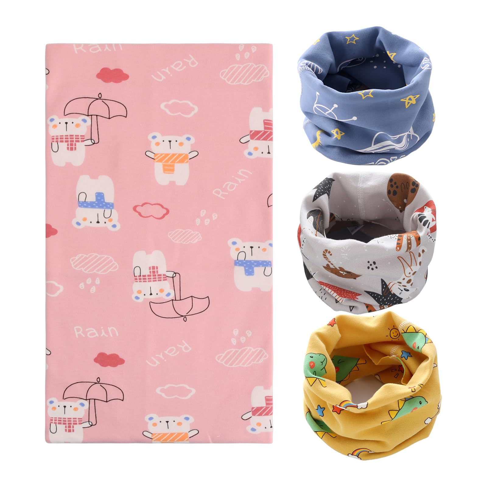 Amexo 4 piezas Pañuelos de Cuello para Niños, Bufanda Algodón Bebé, mantener caliente elasticidad Braga Cuello Bebé, Multifuncional resistente al viento Niños Bufanda para invierno primavera y otoño