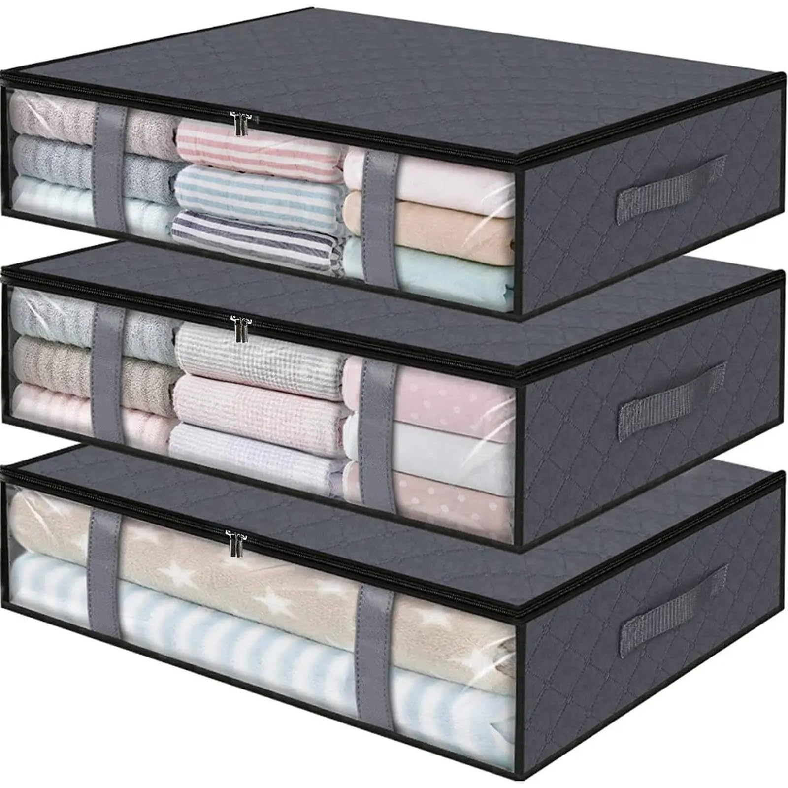 XILEUDUOD Clothes Storage Bins with Lids Fold Non Woven Fabric Storage Box