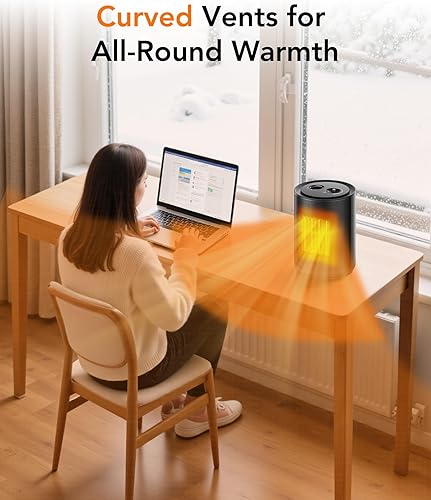 Miniatura 5 de Calentador de espacio pequeño, calentadores de espacio de 1500 W para uso en interiores, calentador portátil con termostato, control de perilla,