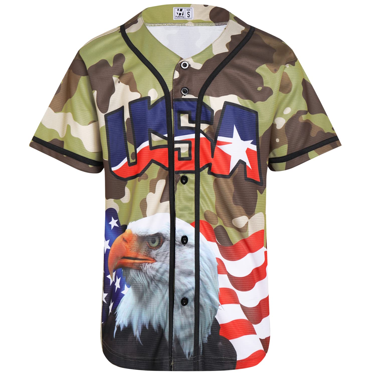 Pullonsy Mens Womens America Patriotic Baseball Jersey USA - softball | Mubboo