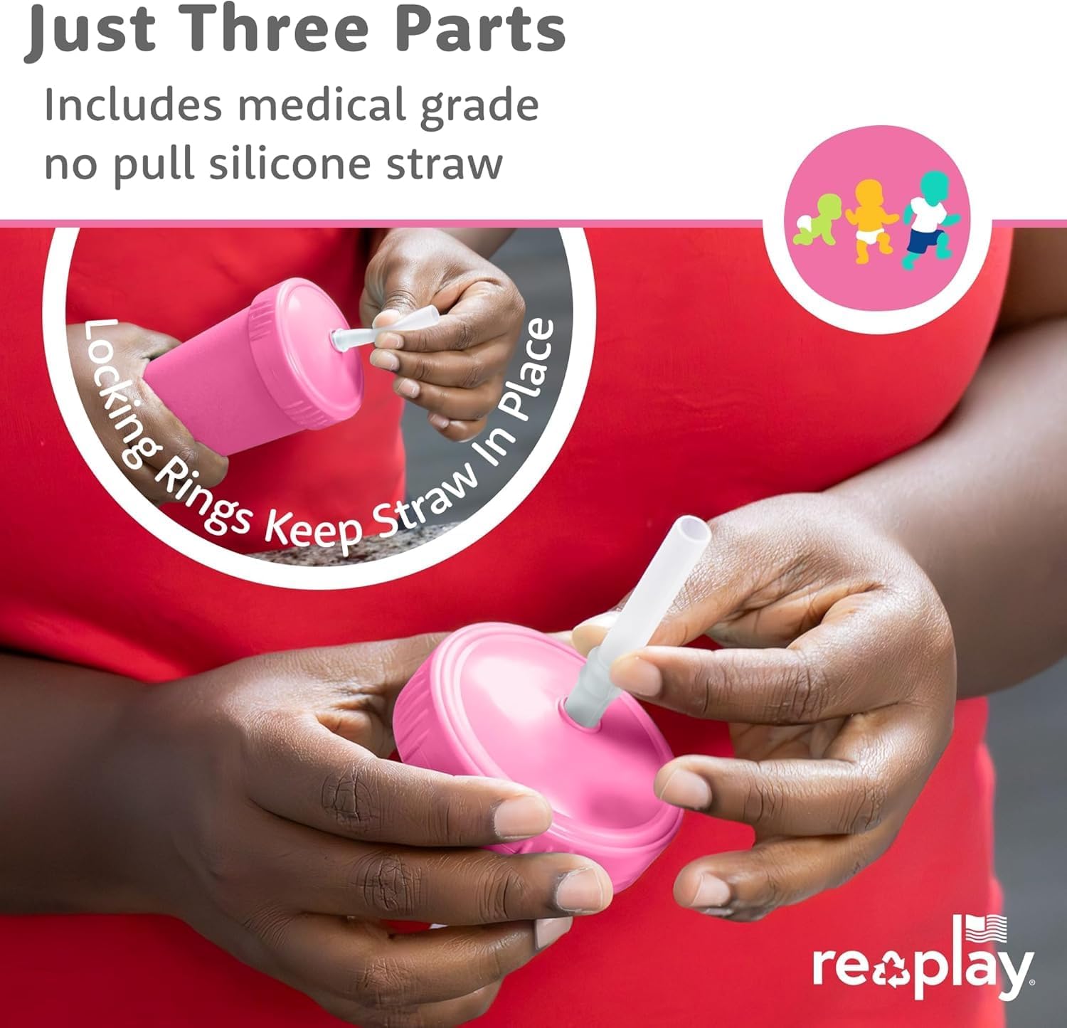 Re-Play 10 oz. Straw Cups for Kids with Silicone Locking Straws - Dishwasher & Microwave Safe - Made in USA - Set of 4-7.37" x 7.37" x 1.25" - Meadow - Image 9