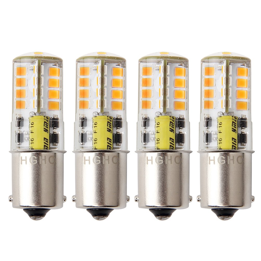 HRYSPN 4PCS BA15S LED Bulb 12V, Waterproof Bulb, 1141 1156 Bayonet Single Contact Base for Landscape RV Camper Interior Marine Boat Trailer Lights, Warm White 3000K