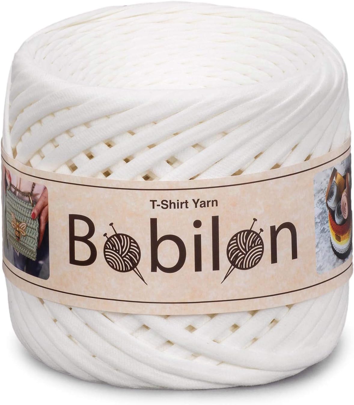 Cotton T-Shirt Yarn – 3–5 mm Jersey Ribbon for Crochet, Knitting, Macrame, DIY Crafts – 110 Yards – Fettuccini Zpagetti Style – Organic Cotton Thread - Ice-Cream