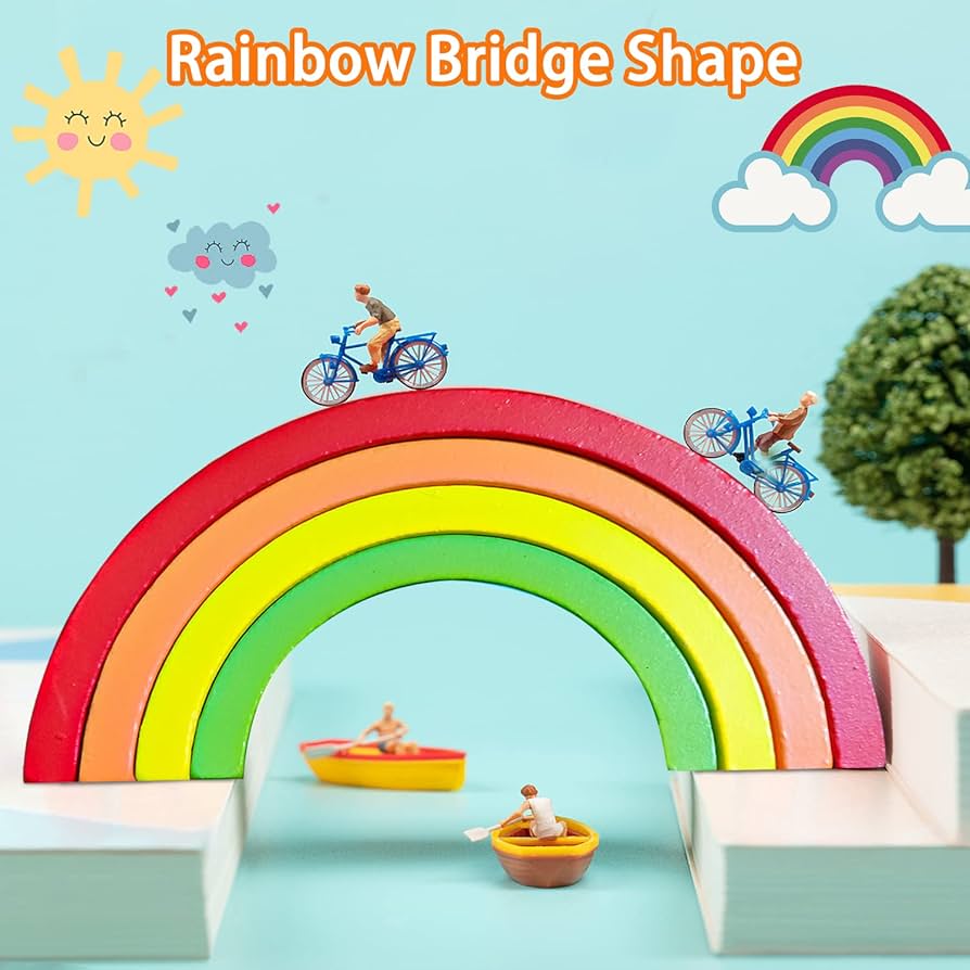 Amazon.com: TUOWITA Wooden Rainbow Stacking Toy, Wood Stacker Arch