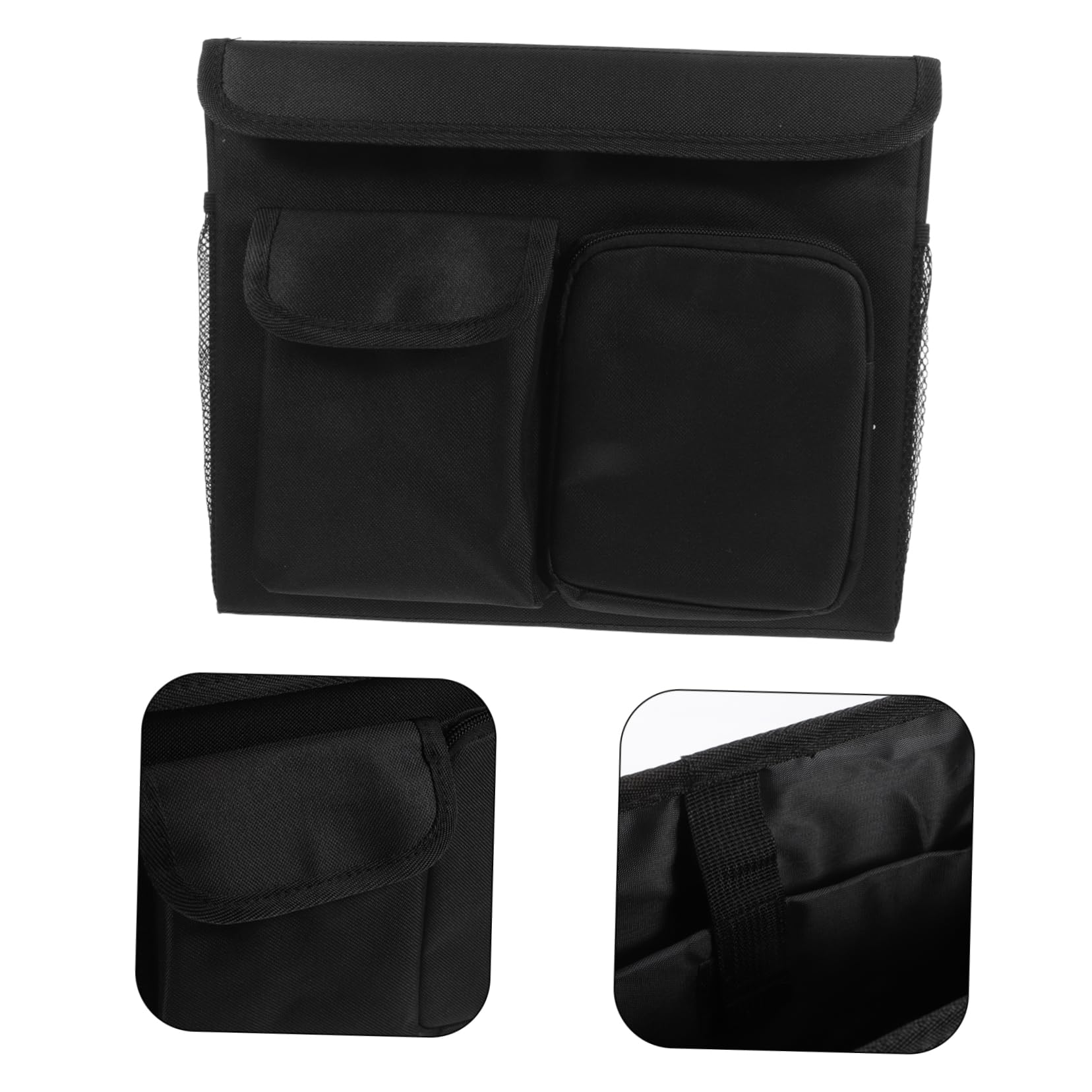Borsa Laterale per Walker e Rollator Oxford Nero, Capienza Ampia, Tasche Pratiche, Facile da Installare per Anziani