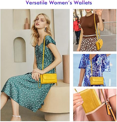 Miniatura 2 de nuoku Cartera RFID para mujer, bolso cruzado con cremallera alrededor de 2 correas