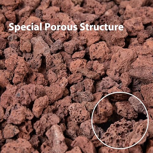 Miniatura 2 de Roca de lava natural de 10 libras para hoguera, piedras de lava volcánica roja para chimeneas, parrillas de gas, paisajismo de jardín al aire libre,