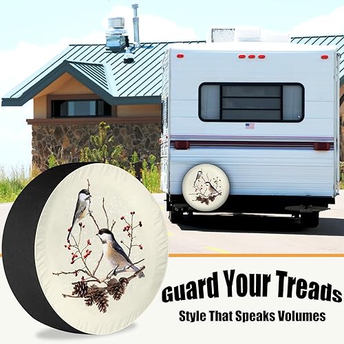 Miniatura 2 de Fundas de neumáticos de repuesto para remolques, Chickadee Bird resistente a la intemperie, a prueba de polvo, ajuste universal para remolque, RV,