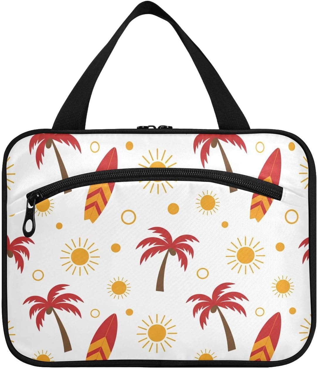 Palm Tree Travel Toiletry Bag with Hanging Hook, Portable Makeup Cosmetic Bag Travel Organizer for Travel-Sized Toiletries Accessories Essentials, Large