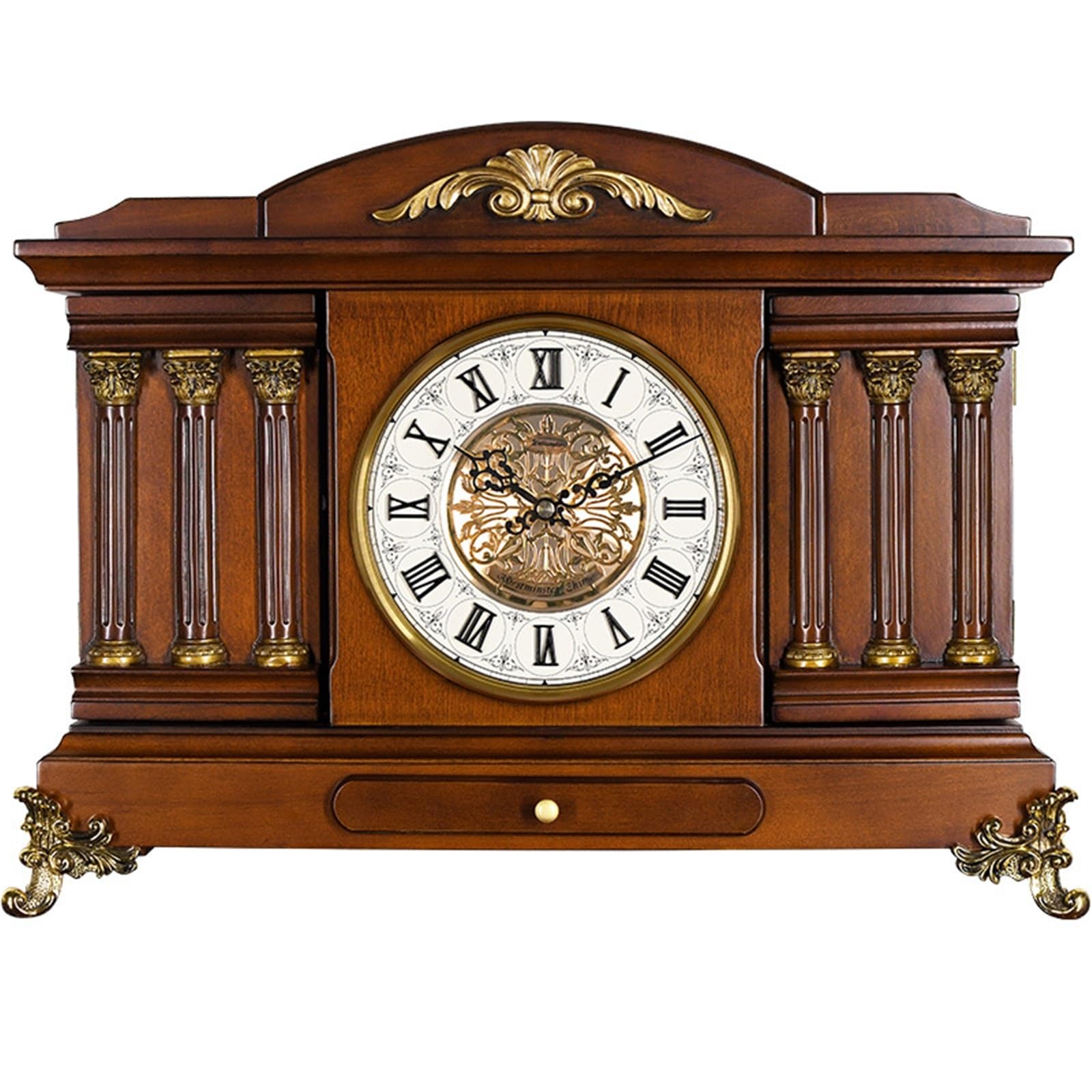 VHdryEDT Vintage Mantel Clock Fireplace Classical Table Clock Living Room Desktop European Restaurant Fireplace Wooden Easy To Read