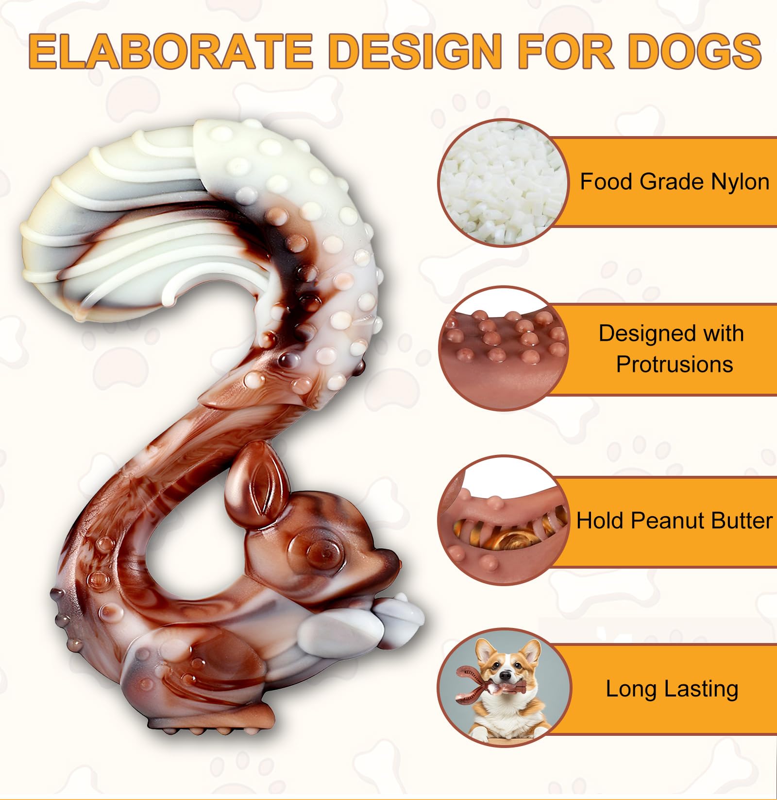 Herspany Indestructible Dog Chew Toy, Tough Beef-Flavored Nylon Chew for Aggressive Chewers - Image 3