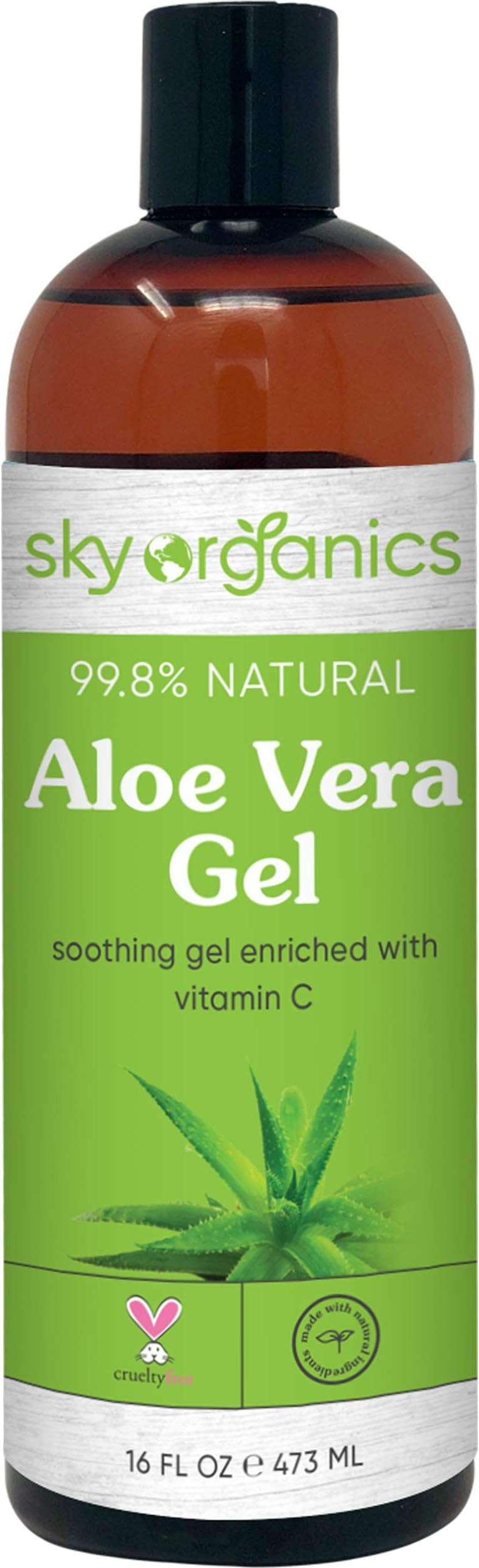 Aloe Vera Gel (16 oz) Cold-pressed Ultra Hydrating Skin Soothing Aloe Gel for Face Body After-Sun Care Aloe Gel Made in USA