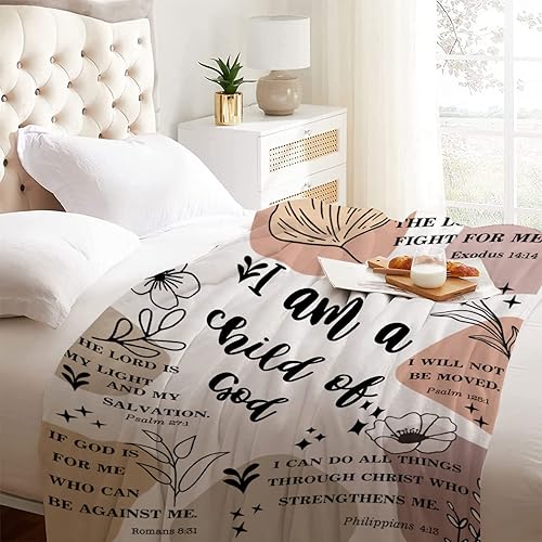 Miniatura 5 de Regalos cristianos para mujeres, manta inspiradora con versículos bíblicos, manta de oración religiosa, manta de franela suave curativa, 50 x 40