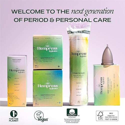 Miniatura 7 de Almohadillas orgánicas de algodón orgánico a base de cáñamo para mujer, almohadillas biodegradables orgánicas, ultra finas de algodón menstruales