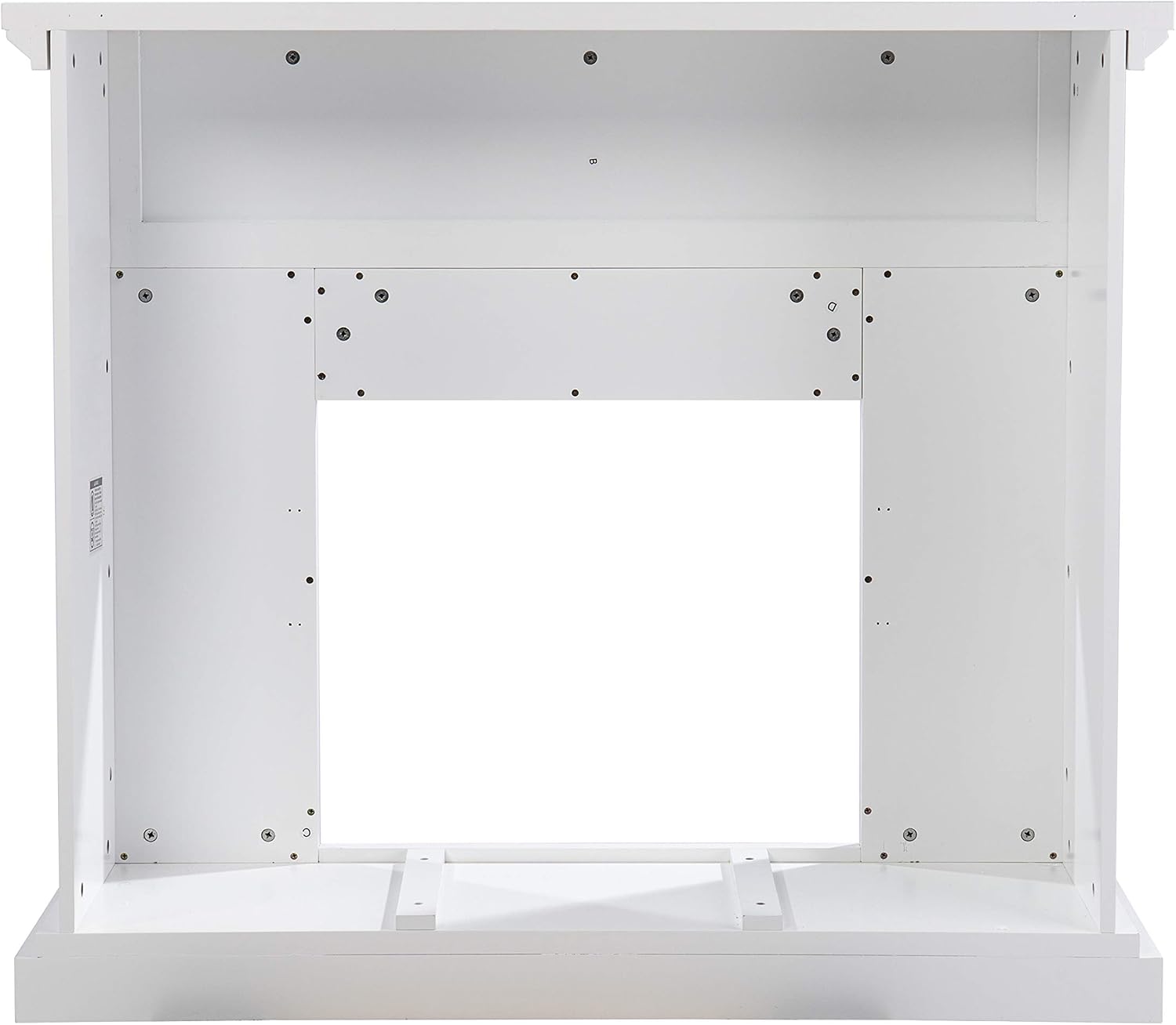 SEI Furniture - Wansford Color Changing Fireplace - Transitional Design, White Glass and Wood - Ideal for Living Room, Family Room (FC1126959)