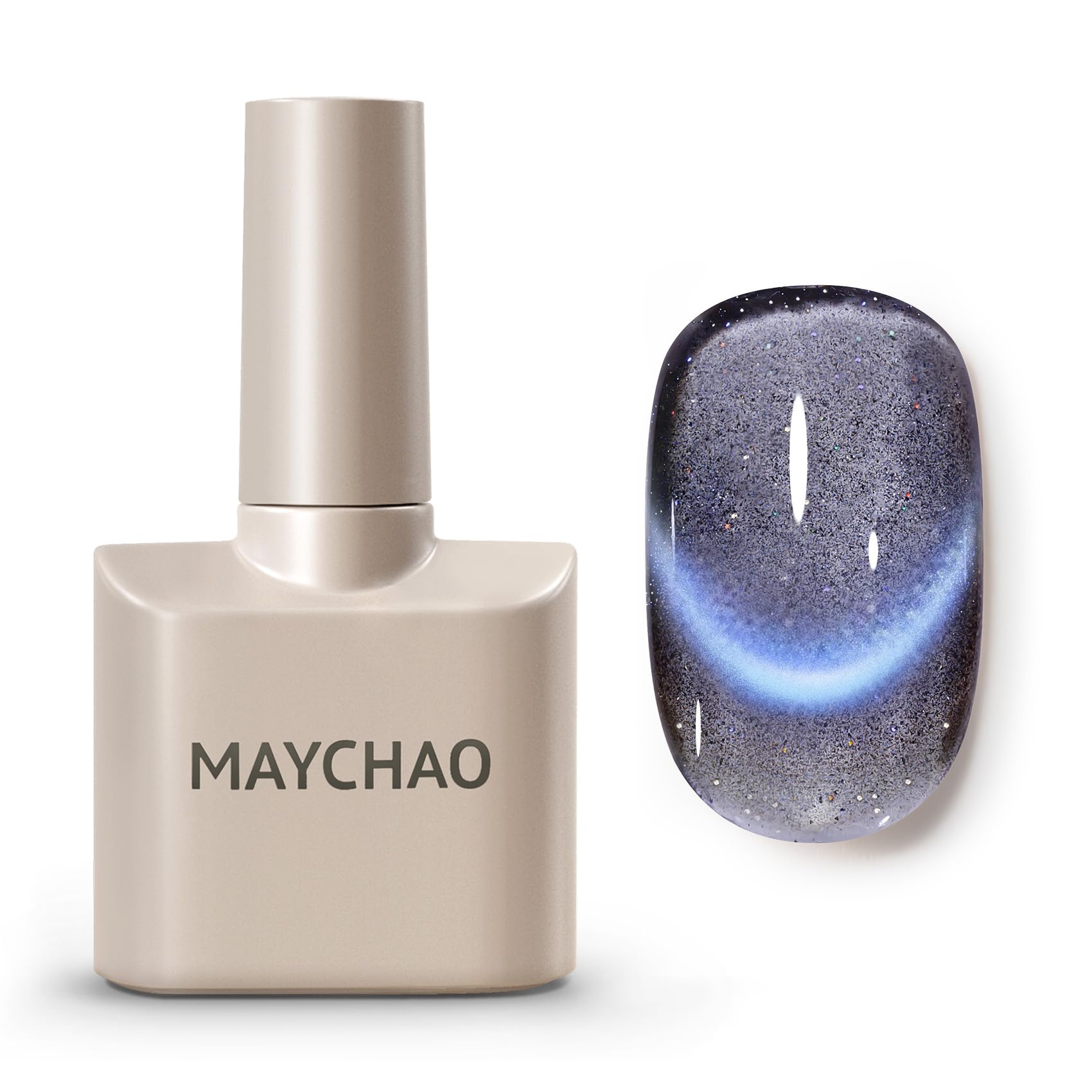 MAYCHAO 15ML Nebula Glow Cat Eye Gel Nail Polish 1Pc Galaxy Cat Eye Gel Polish with Magnet Soak off Holographic Magnetic Nail Polish for Nail Art Manicure Salon DIY at Home, 0.5 OZ