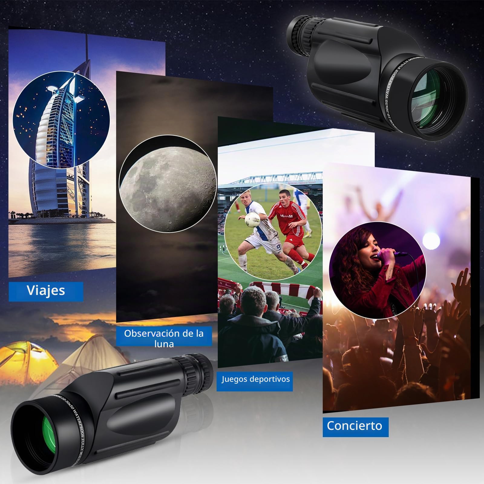 10-30X50 Telescopio monocular FMC BK7 alta ampliación nitrógeno relleno observación aves Viajando Lupa
