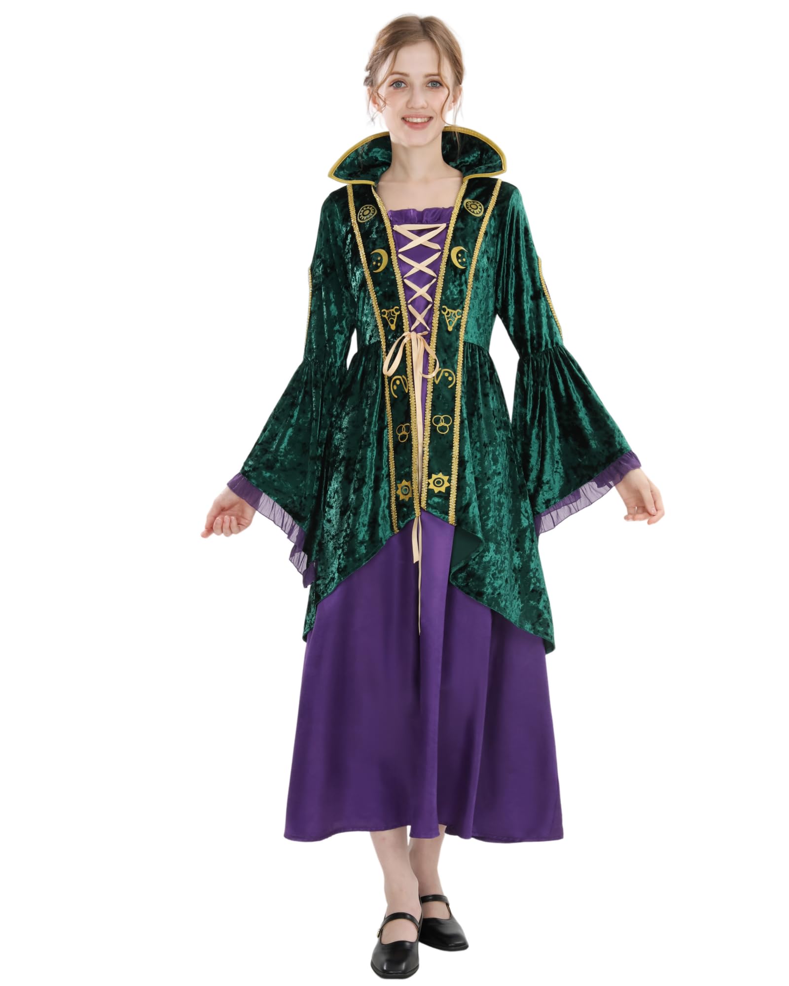 Hexenkostüm für Frauen, Sanderson Schwestern Cosplay Kostüm, Hocus Pocus Halloween Kleid, Mittelalterliche Witch Kostüm
