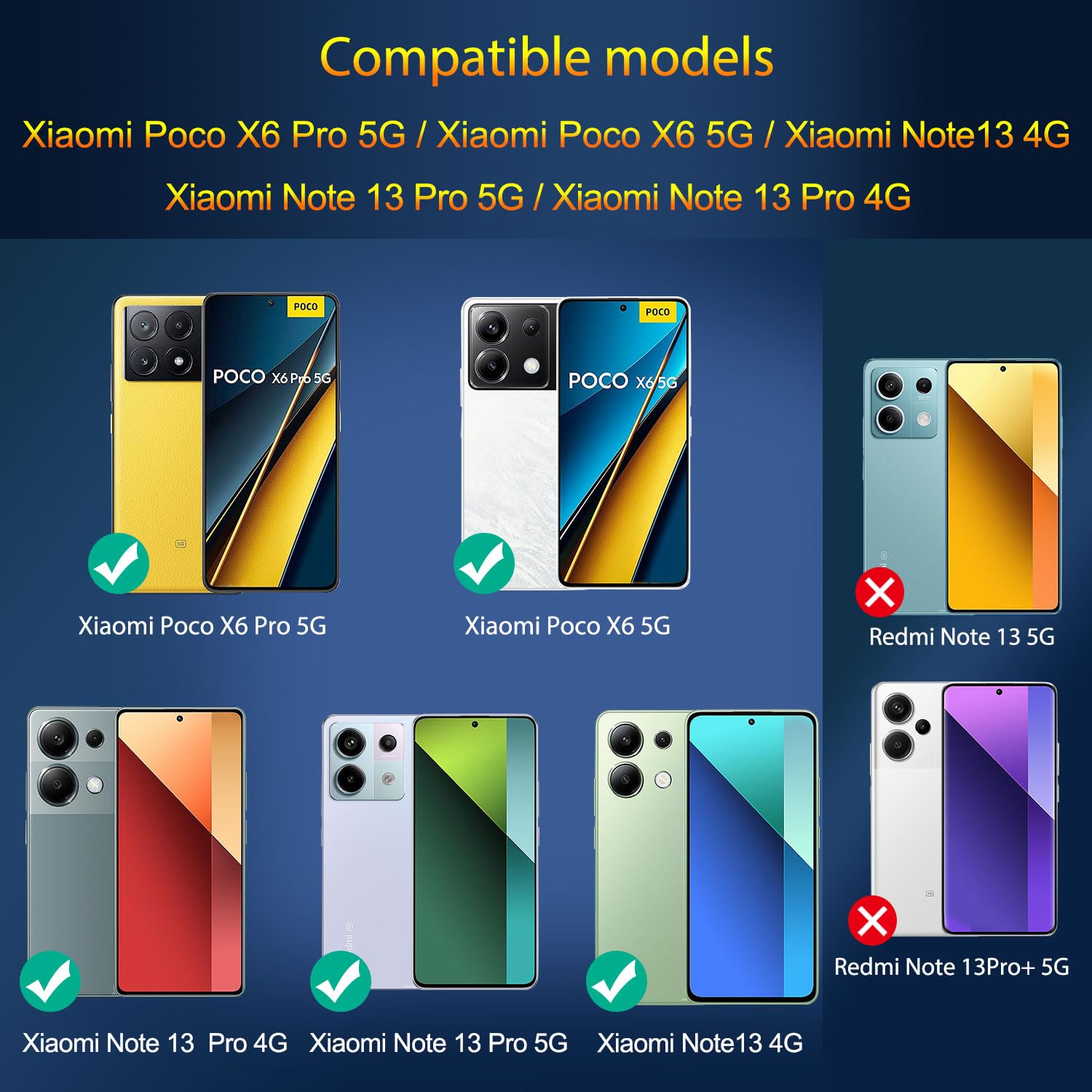 QsmQam 3 Pezzi Vetro Temperato per Xiaomi Redmi Note 13 4G / Redmi Note 13 Pro (4G/5G) / Poco X6 / Poco X6 Pro, Pellicola Prottetiva Anti Graffio, Durezza 9H, Senza Bolle Vetro Protettivo
