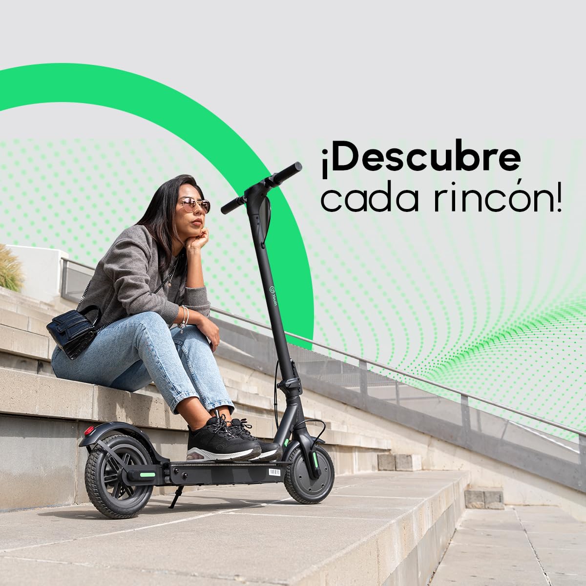 Youin Patinete Eléctrico L2 8.5", Suspensión Trasera, Pantalla LCD, Luces LED, Ruedas 8.5 Pulgadas, Freno de disco.