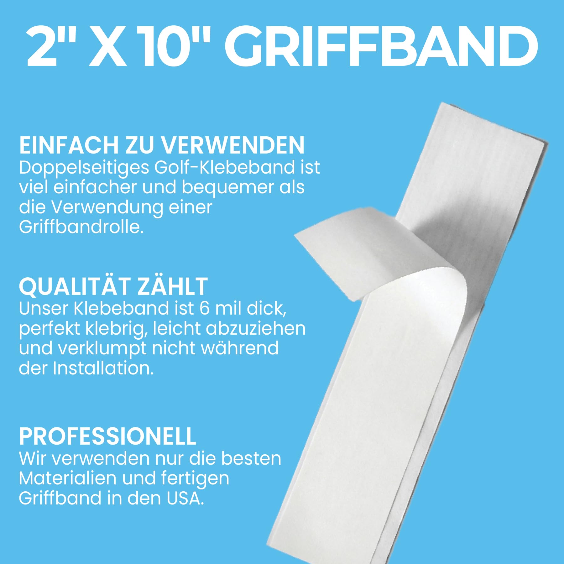 Wedge Guys Golf Grip Tape - Griffband selbstklebend für jeden Golf Schläger und Putter - Doppelseitige Grip Strips für Golfschlägergriffe - Profi Golf Griffband