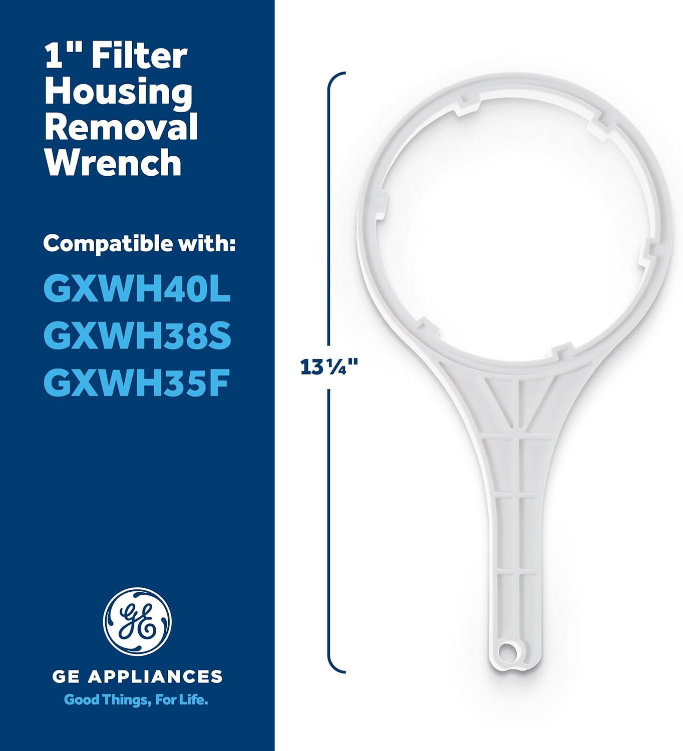 GE Plastic Water Filter Wrench | Allows for Easy Removal of At-Home Water Filtration System | Use for 1" Water Filter Systems | White | HHWRNCH (Only compatible with GXWH40L, GXWH38S, and GXWH35F)