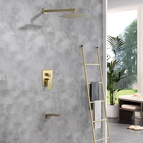 Miniatura 8 de Juego de grifo de ducha con sistema de ducha con boquilla de cascada, juego de grifos de ducha con válvula áspera en la válvula, kit de bañera de