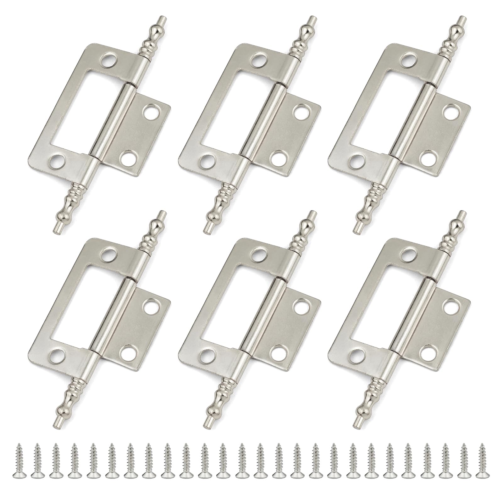 JJWNMLL Door Hinges, Flush Hinges 6Pcs - 51 * 24mm(2 inch) -Sliver, Flush Mount Hinges with Screws for Cabinet, Closet, Windows, Drawer, Boxe, Wardrobe
