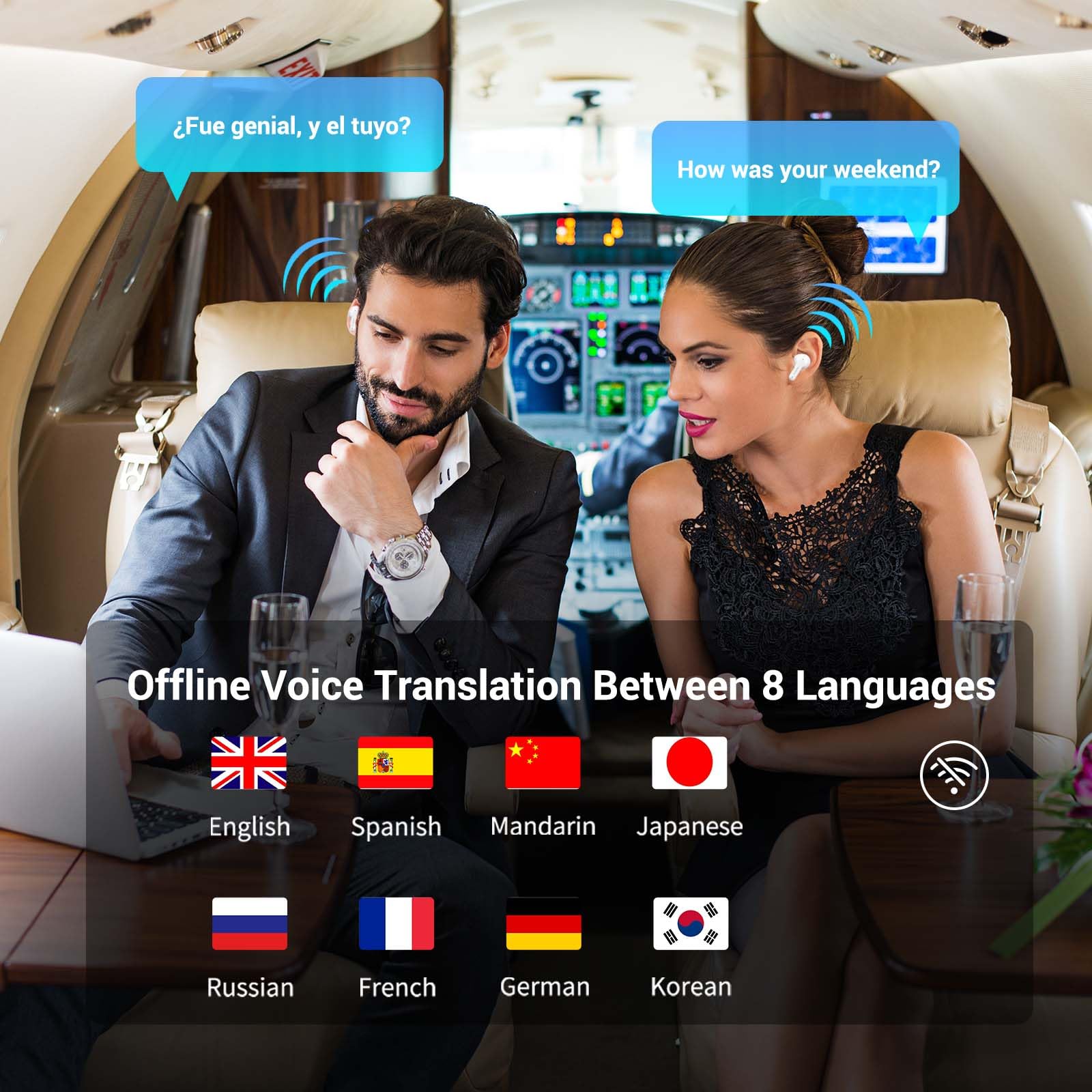 M3 Offline Translation Earbuds 74 Languages Lifetime-Free AI Trans. - Dettaglio