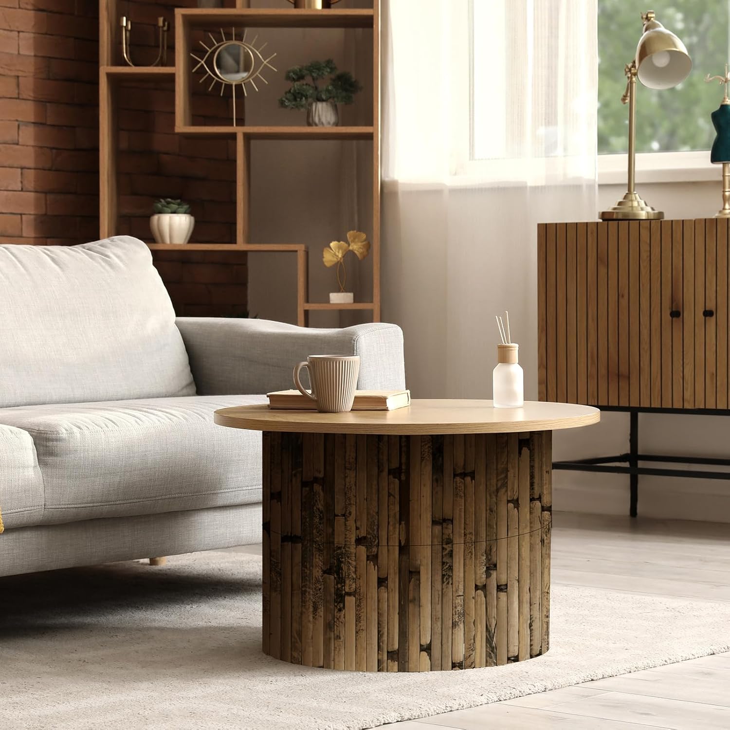 Art3d Natural Bamboo Wall Panel for Interior Decor, Renewable Pole Wrap Wainscoting Paneling for Wall Ceiling Furniture Cabinet Office, 12 x 96 Inch, 2-Pack - Dark Burned