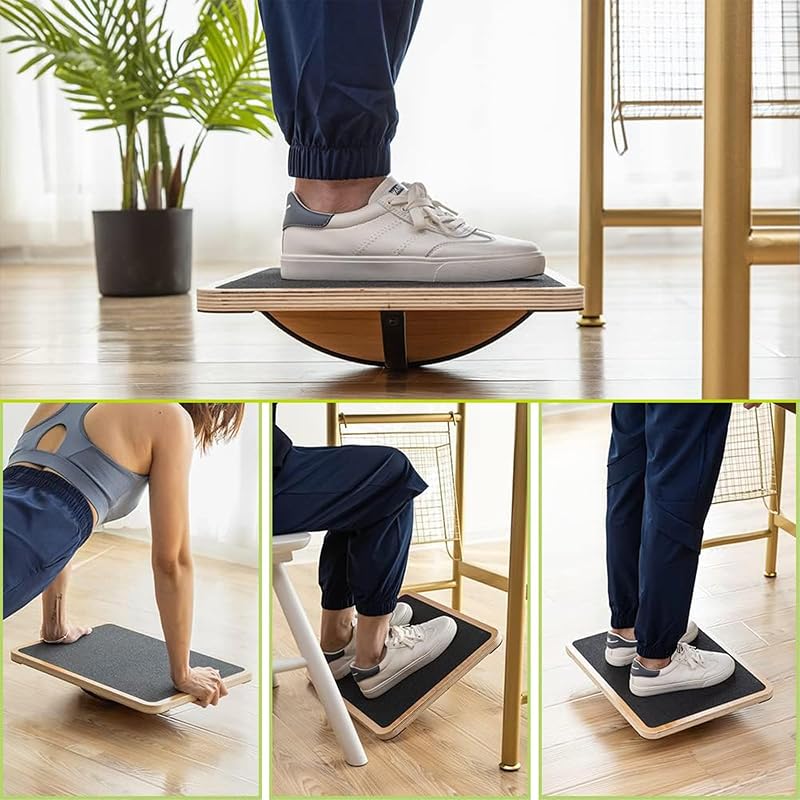 StrongTek Professzionális Fa Egyensúlyozó Deszka, Arany, Íróasztal Alatti Billenő Torna Eszköz, Csúszásgátló, Core Erősítő, Irodai Fitness