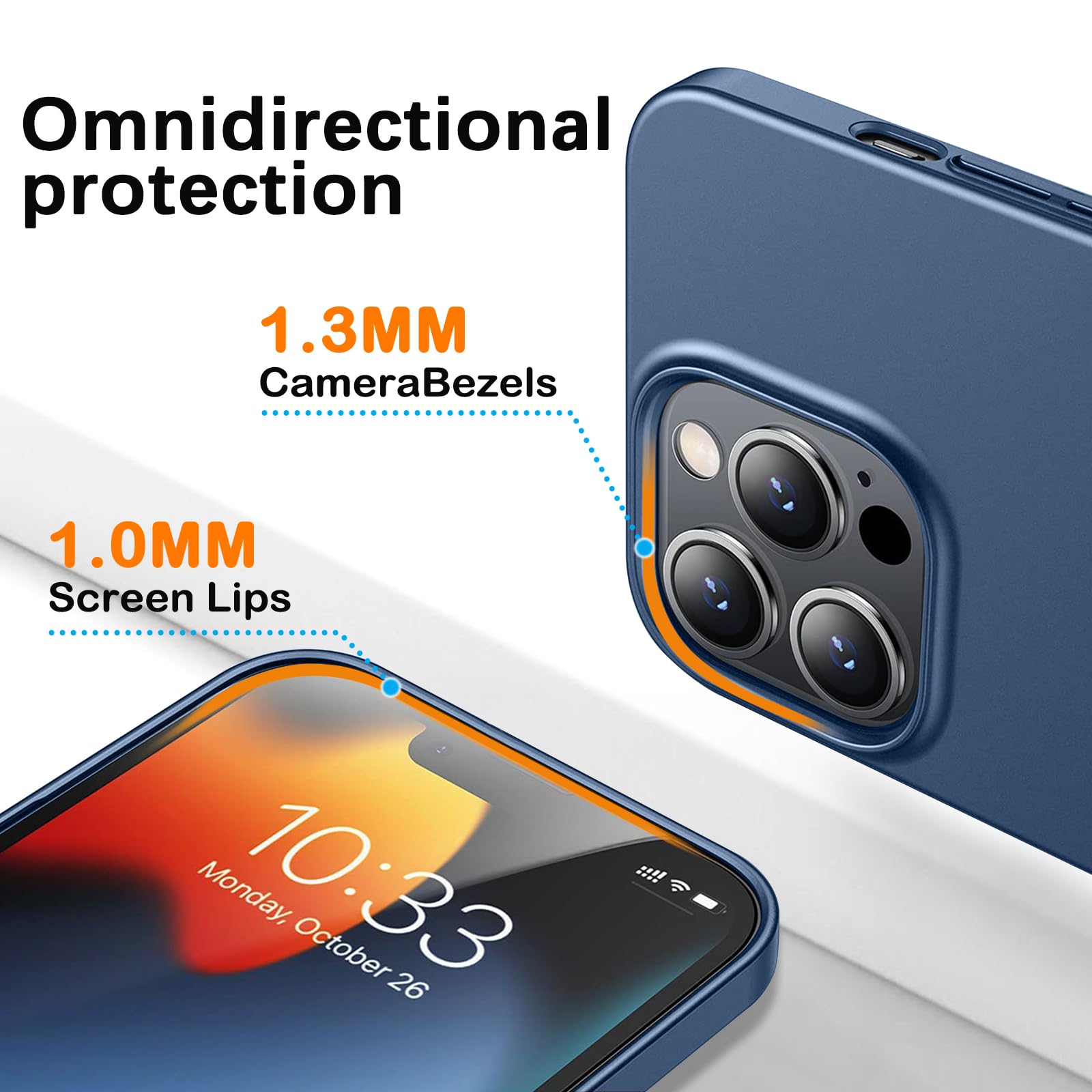 Galful Custodia Ultra Sottile per iPhone 16, Slim Case, Custodia in PC Duro Opaco, iPhone 16, Custodia Antiurto e Antigraffio, Bumper con Texture Opaca, Cover Slim Fit - Grigio Blu