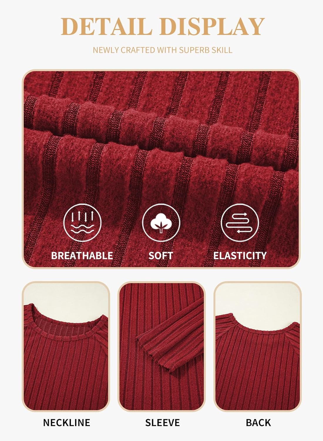 Eytino Plus Size Tops for Women Fall Soft Solid Crewneck Long Sleeve Knitted Pullover Blouses Shirt(1X-5X) - Image 5