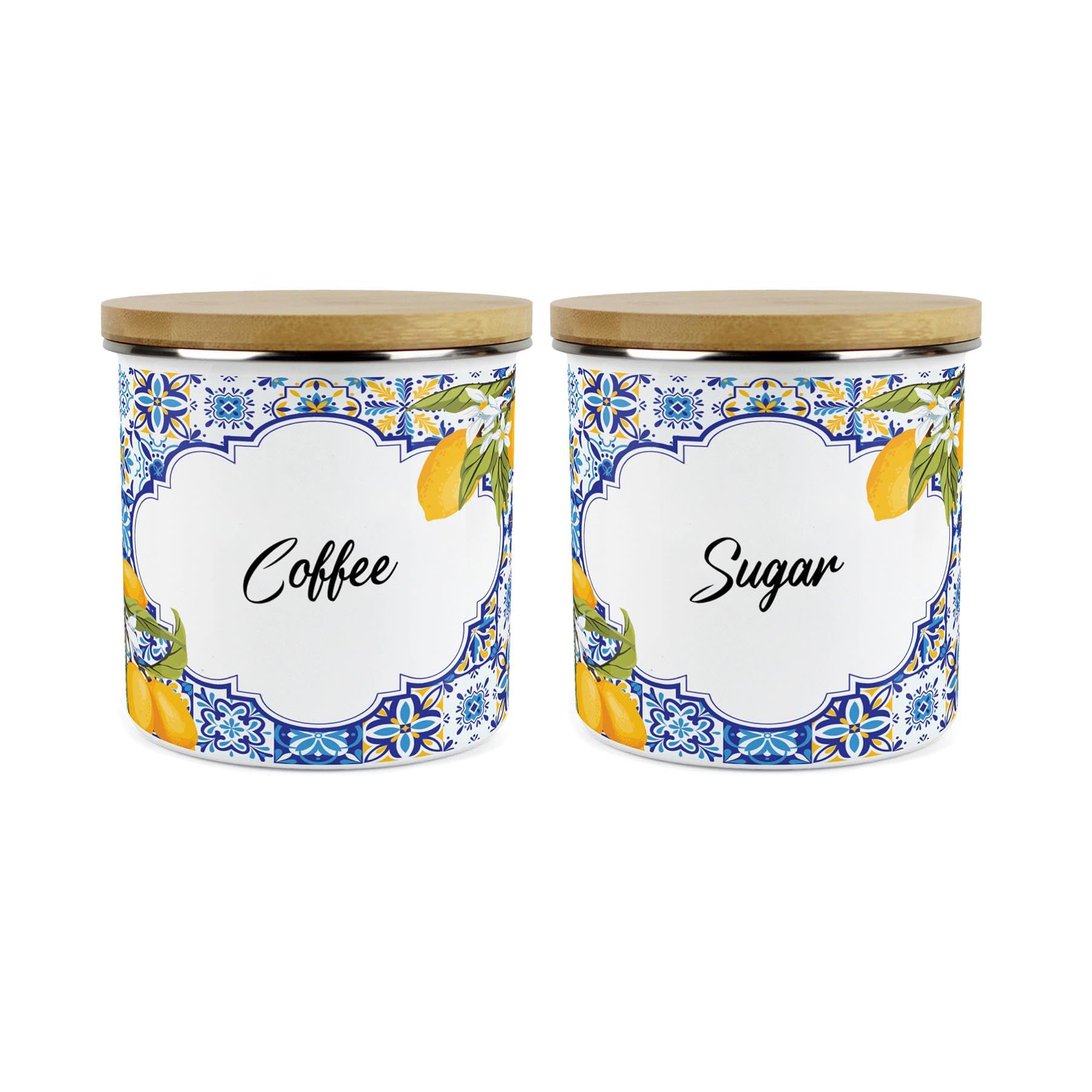 Purely Home Amalfi Coffee & Sugar Canister Set - 1.2L Large Kitchen Storage Gifts