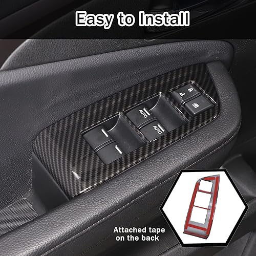 Miniatura 6 de 4 piezas Panel de Interruptor de Elevación de Ventana Marco Cubierta Moldura para Honda Pilot 2016-2022Passport 2019-2023, Material ABS Accesorios