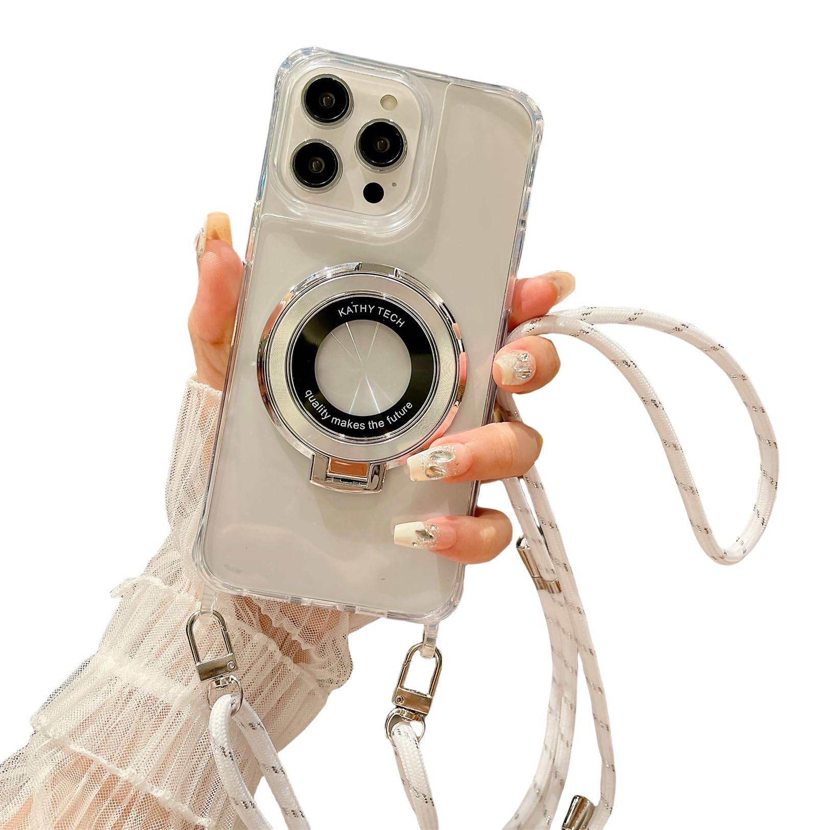 iPhone 13 Mini Magnetic Phone Chain Phone Chain Clear Protective Case Cover with Ring Holder TPU Silicone with Hanging Lanyard Shockproof for iPhone 13 Mini