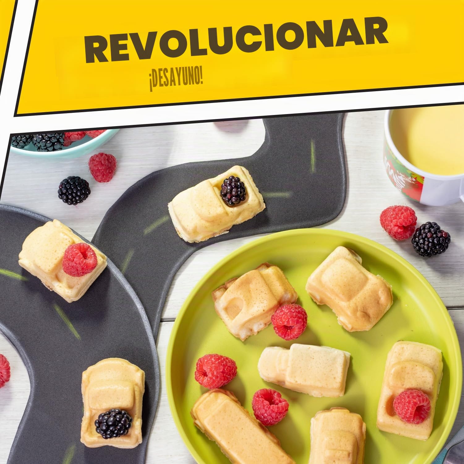 Mini gofrera para coche, hace 7 divertidos y diferentes coches de carreras, camiones y automóviles, tortitas en forma de vehículo