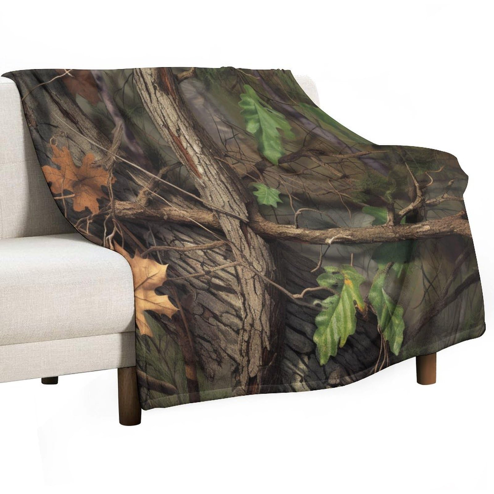 Camo Hunting Throw Blanket, Moss and Oak Camouflage Style Print for Adults Women Men Soft Cozy Warm Plush Fluffy Fuzzy Fleece Blanket Birthday 40"x50"