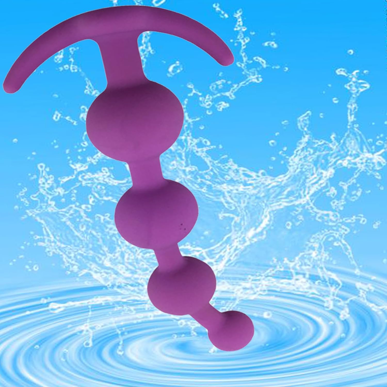 Silicone Anal Beads Butt Plug-Flexible Anal Chain Sex Toys with Different Size Anal Balls Prostate Massage Anal Plug,Anal Beads with Thin Neck & 4 Gradual Beads & T-bar Base for Men Women