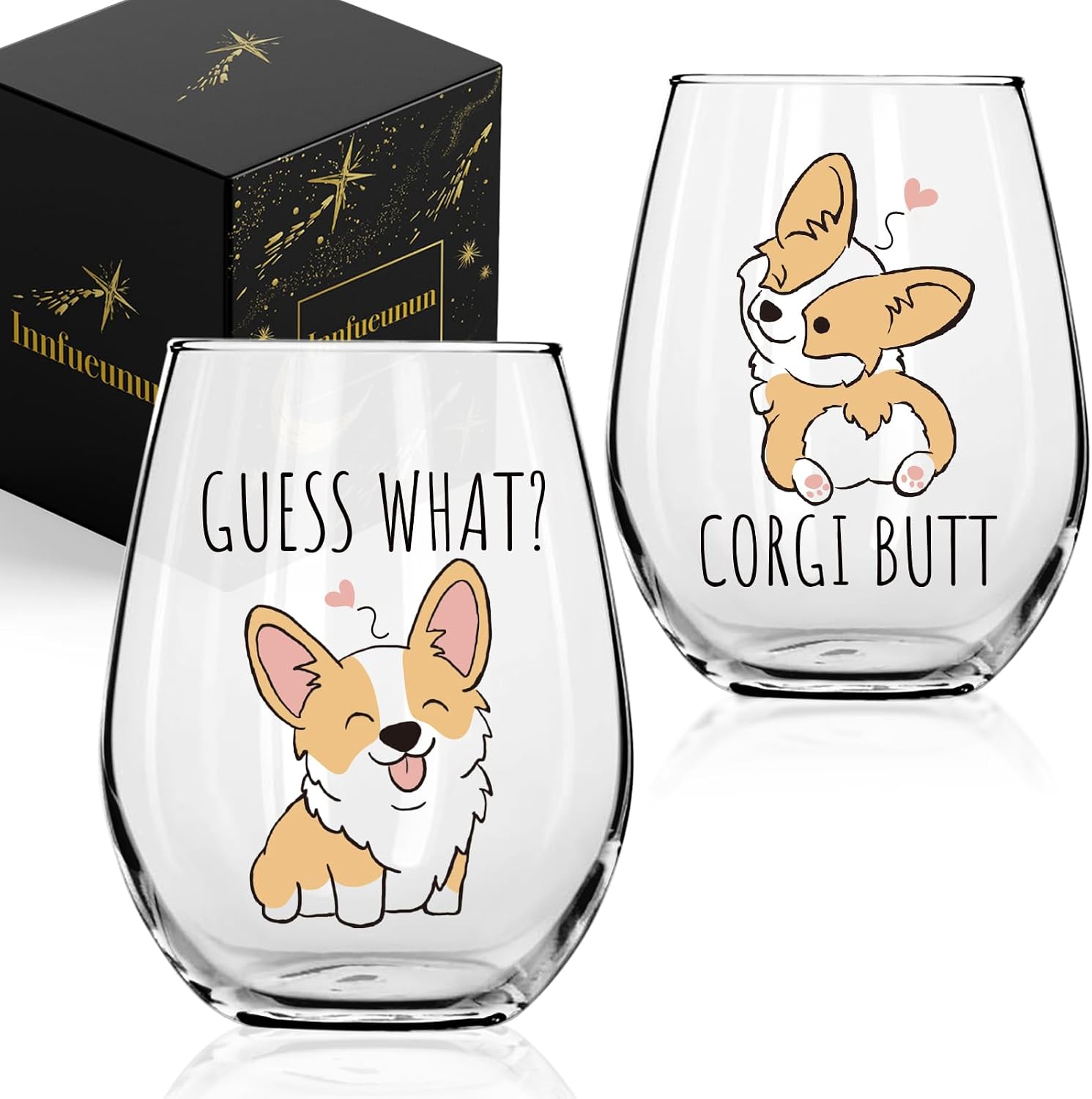 Guess What Corgi Butt Wine Glass, Cute Corgi Butt Gifts for Dog Lovers, Funny Wine Gifts for Girls Friend Dog Lover Mom, Dogs Lovers Birthday Graduation Gift for Women