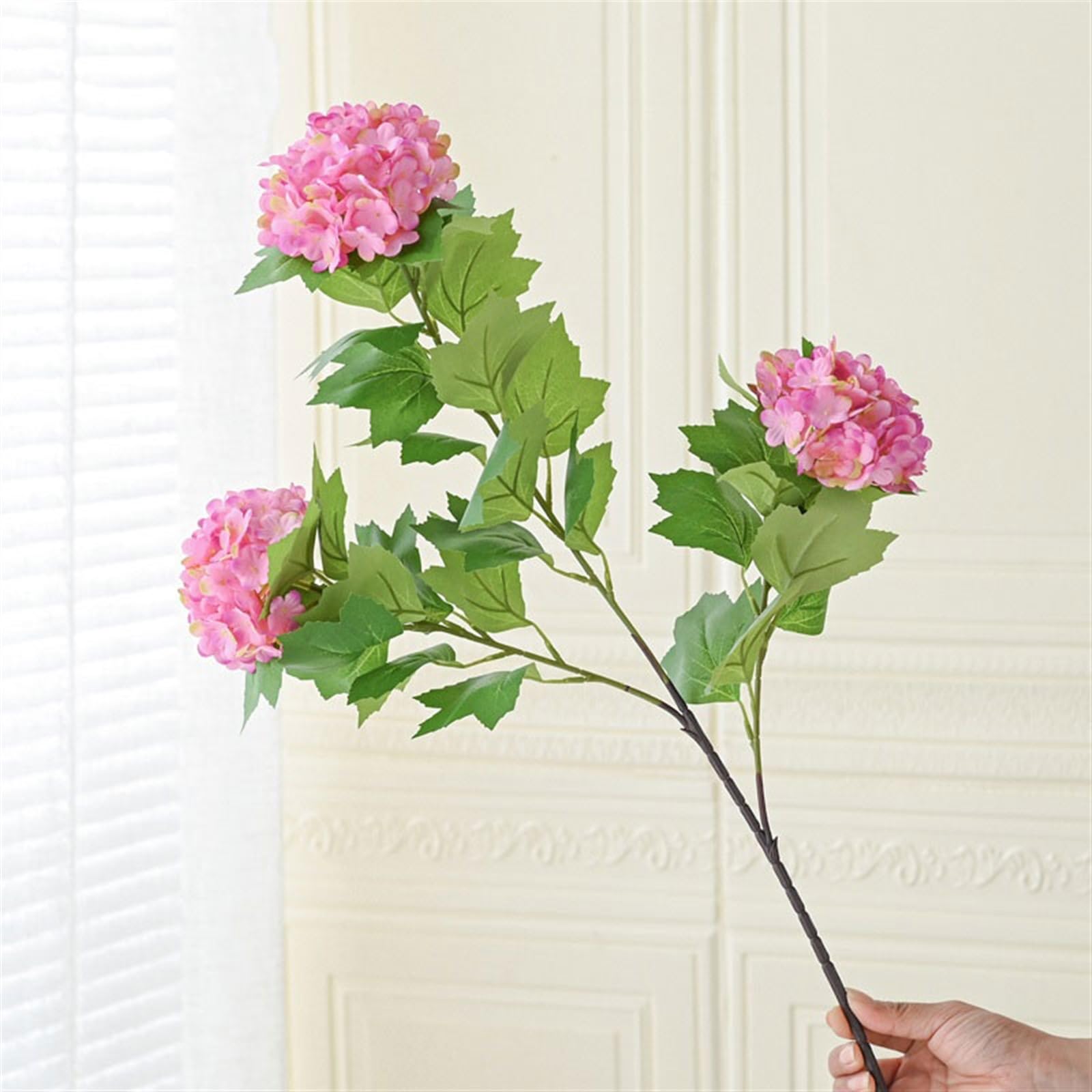 Künstliche Blumen mit Vase Simulation Hortensien Kunstblumen Hochzeitsdekoration Seidenblumen Heimtextilien Ornamente TV-Schrankmöbel Künstliche Blumen Deko(Color:10)