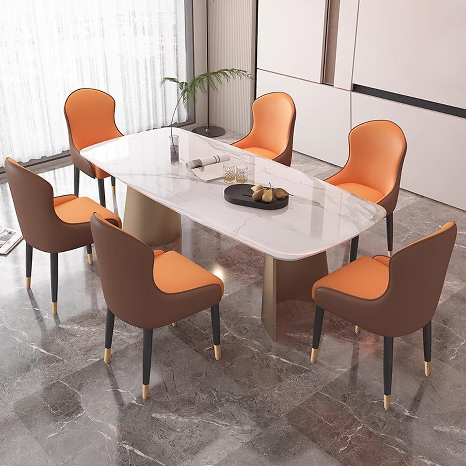 Lot de 2 chaises de salle à manger modernes en cuir synthétique avec cadre en métal noir pour cuisine, salle à manger, salon et restaurant