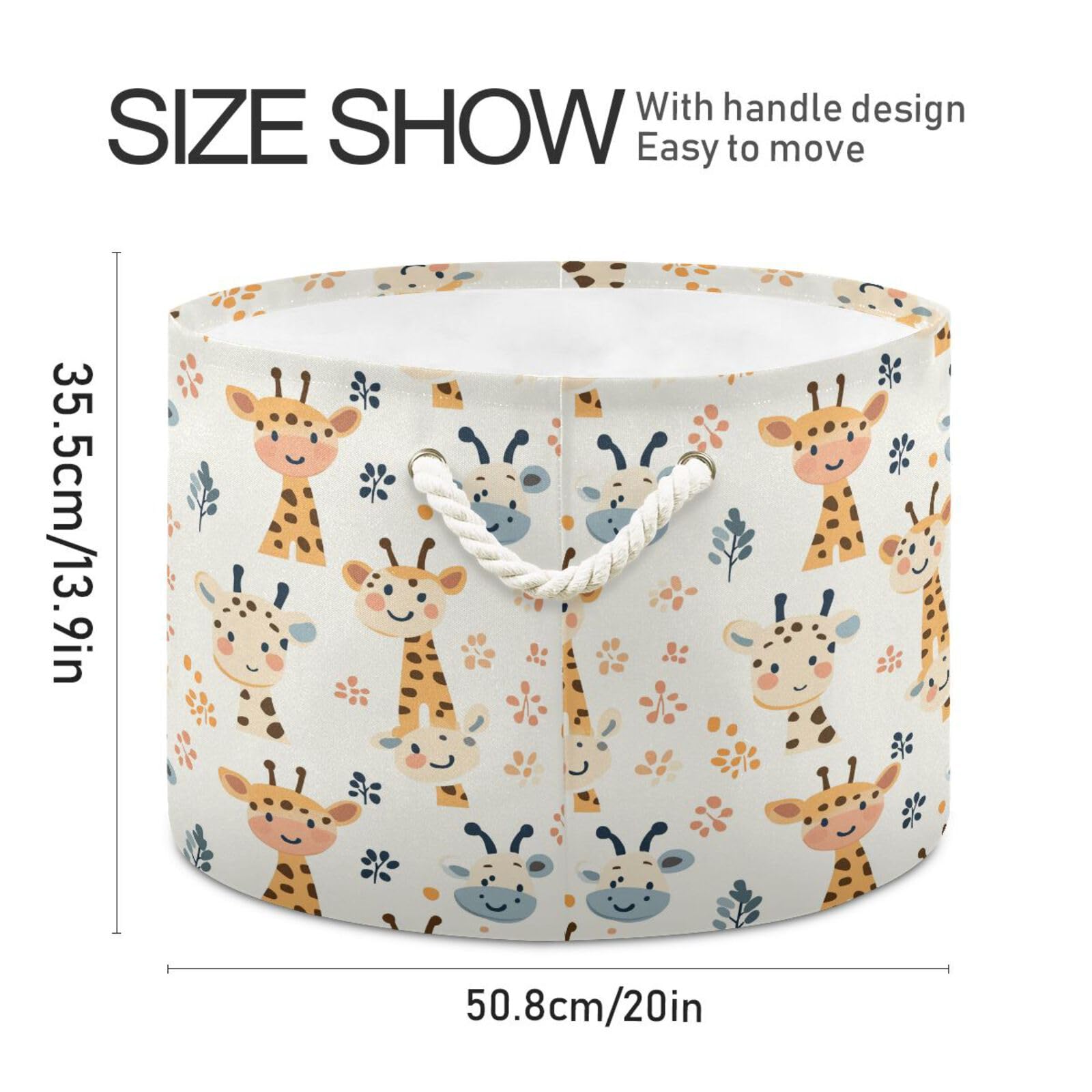 Cartoon Cute Giraffe Beige storage basket collapsable and waterproof laundry bag with sturdy handle tubs Decoracion medium for gift shelf nursery