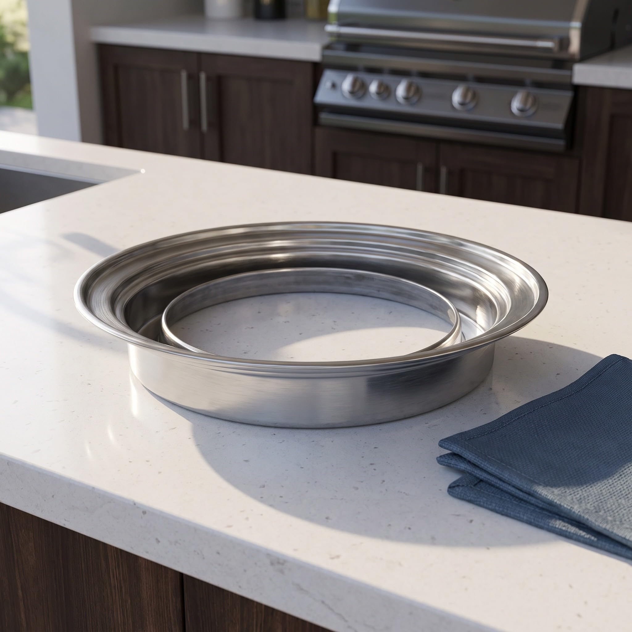 INOOMP Vaschetta raccogligocce in Acciaio Inox per Barbecue, Anello per